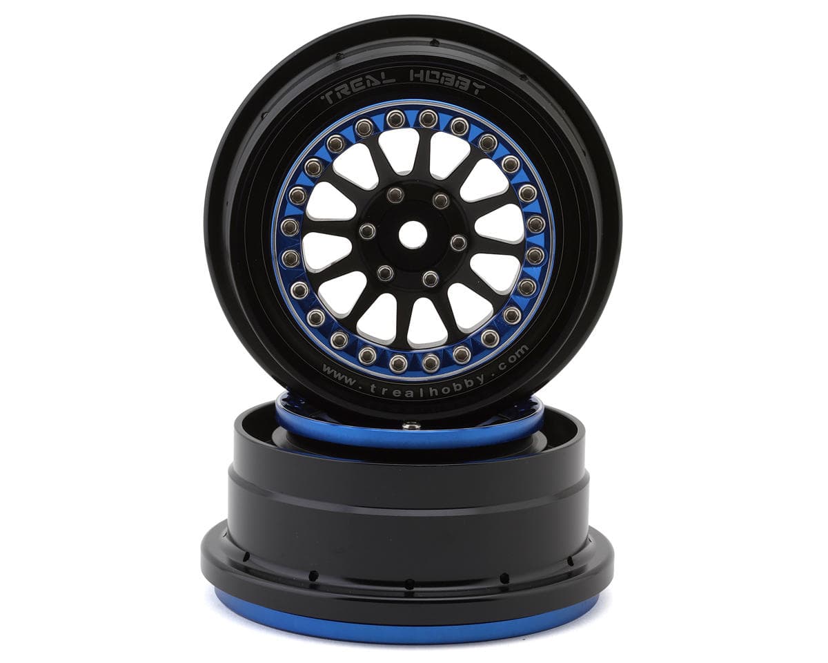 Treal Hobby Type B Aluminum Beadlock Wheels for Traxxas® UDR® (Blue/Black) (2) w/17mm Hex