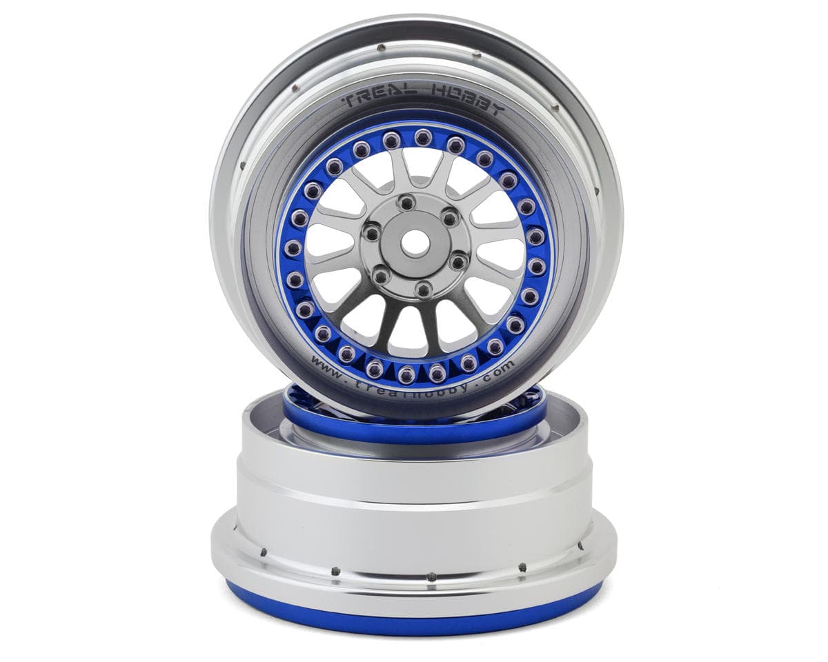 Treal Hobby Type B Aluminum Beadlock Wheels for Traxxas® UDR® (Blue/Silver) (2) w/17mm Hex