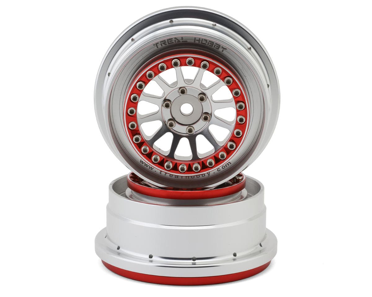 Treal Hobby Type B Aluminum Beadlock Wheels for Traxxas® UDR® (Red/Silver) (2) w/17mm Hex