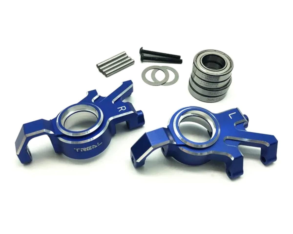 Treal Hobby 7075 Aluminum Front Hub Steering Knuckle Set for Traxxas® X-Maxx® (Blue) (2)