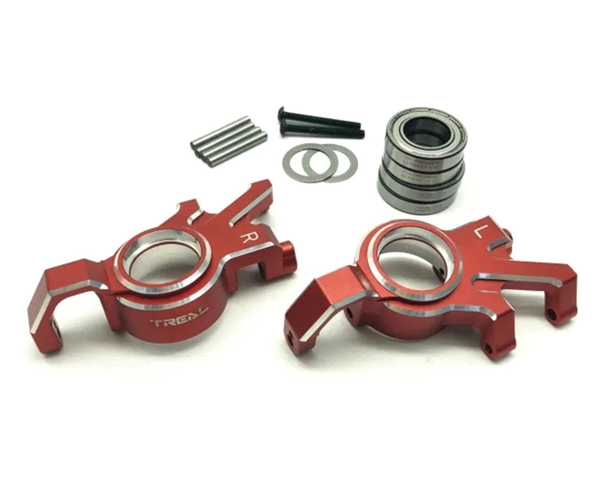 Treal Hobby 7075 Aluminum Front Hub Steering Knuckle Set for Traxxas® X-Maxx® (Red) (2)