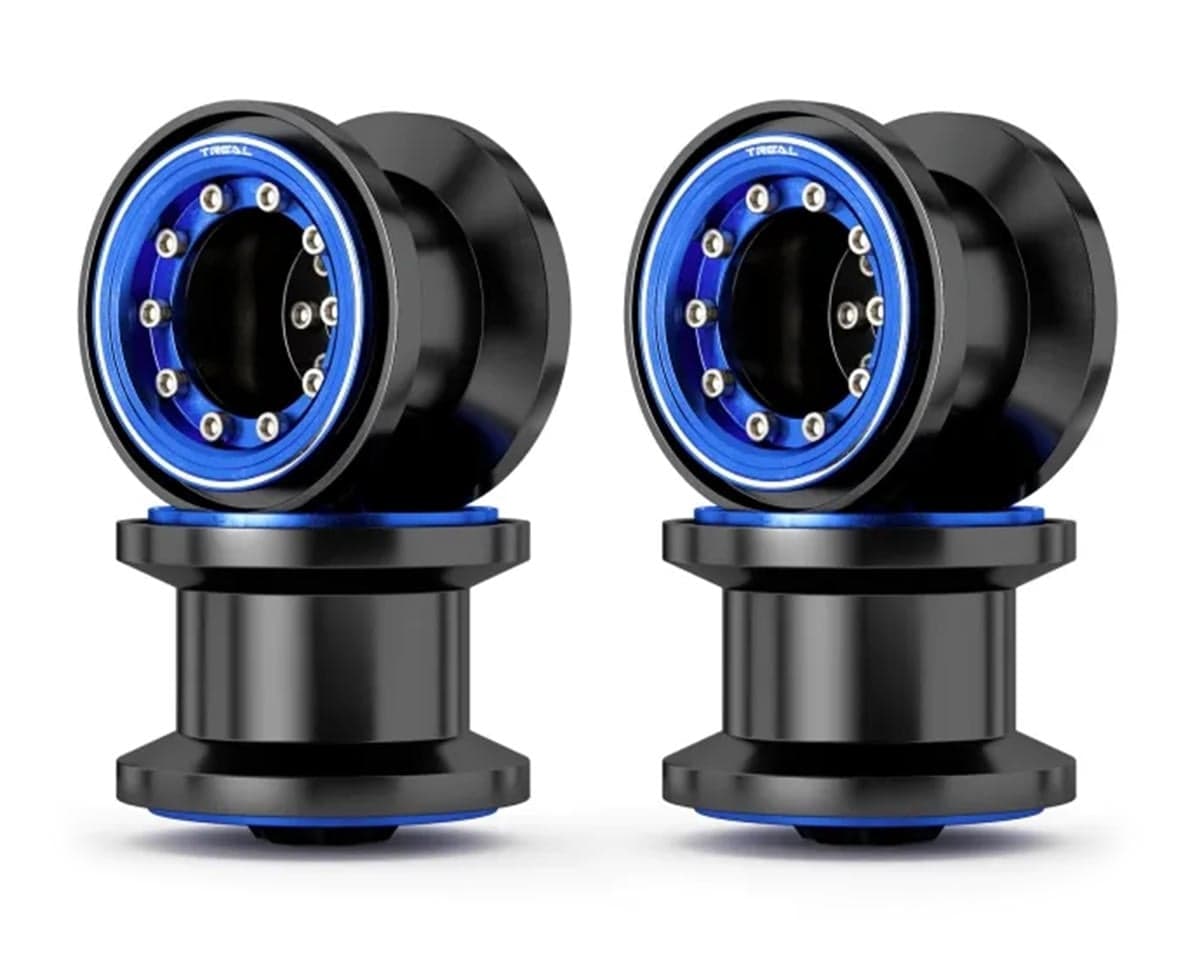 Treal Hobby 7075 Aluminum Beadlock Wheels for Traxxas® TRX-4MT™ (Black/Blue) (4)