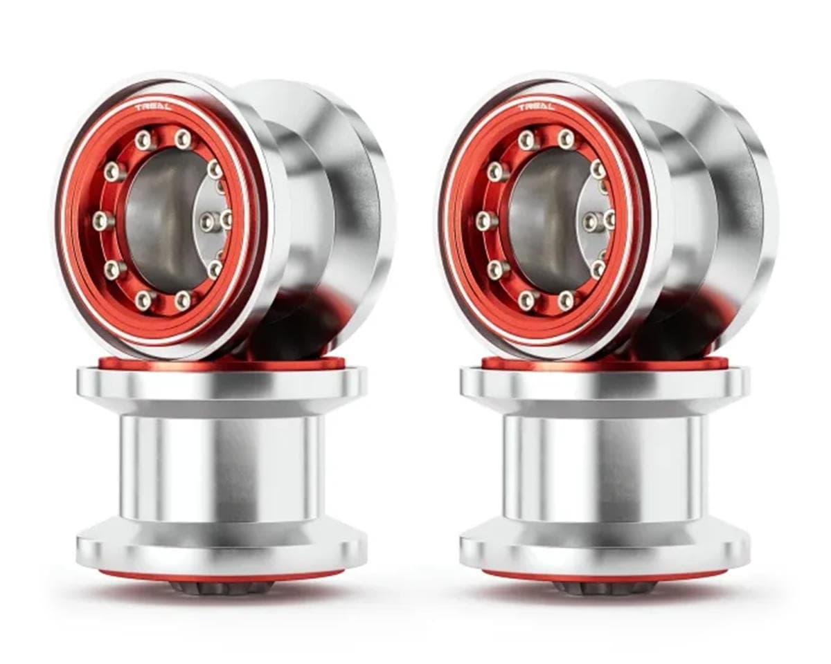 Treal Hobby 7075 Aluminum Beadlock Wheels for Traxxas® TRX-4MT™ (Silver/Red) (4)