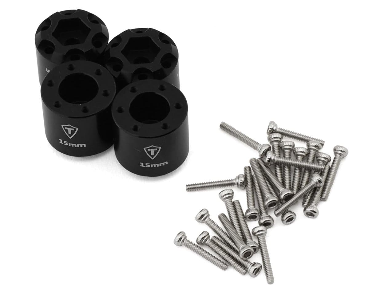 Treal Hobby 7075 Aluminum Extended Wheel Hex Hubs for Traxxas® TRX4-MT™ (Black) (4) (15mm)
