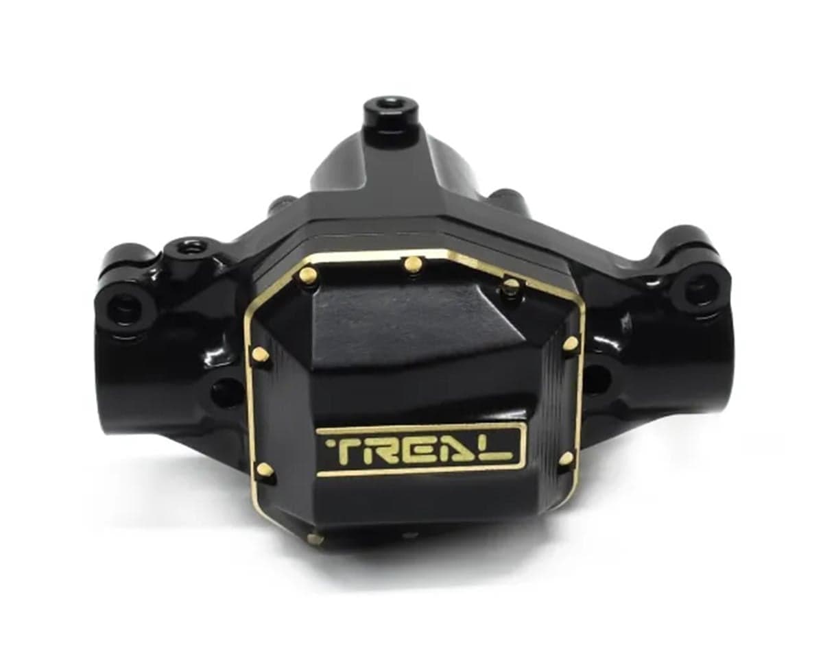 Treal Hobby Axial SCX10 Pro Brass Front Center Axle Housing (Black) (151.6g) w/Differential Cover