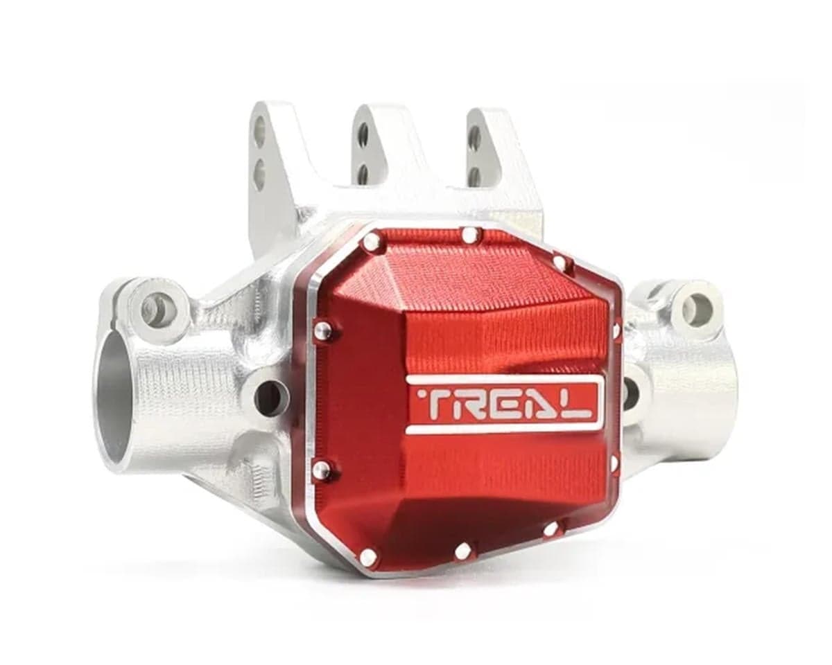 Treal Hobby Axial SCX10 Pro 7075 Aluminum Rear Center Axle Housing (Silver) w/Differential Cover