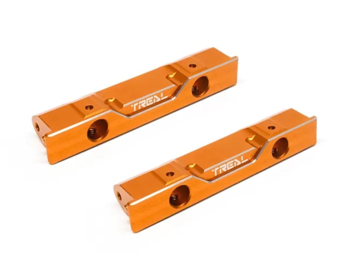 Treal Hobby SCX10 Pro 7075 Aluminum Front & Rear Bumper Mount Set (Orange)