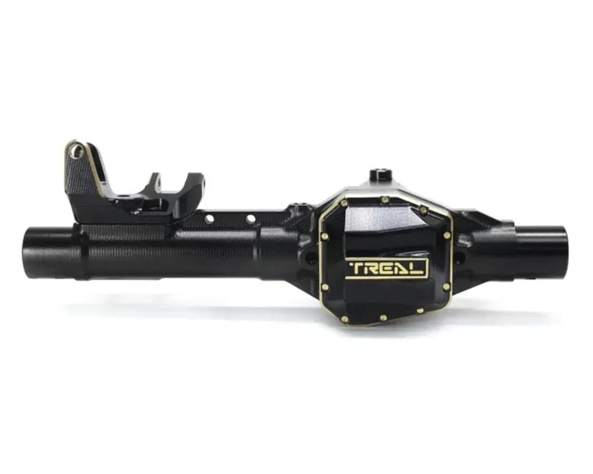 Treal Hobby Axial SCX10 Pro 7075 Aluminum Front Axle Housing (Black) w/Brass Differential Cover