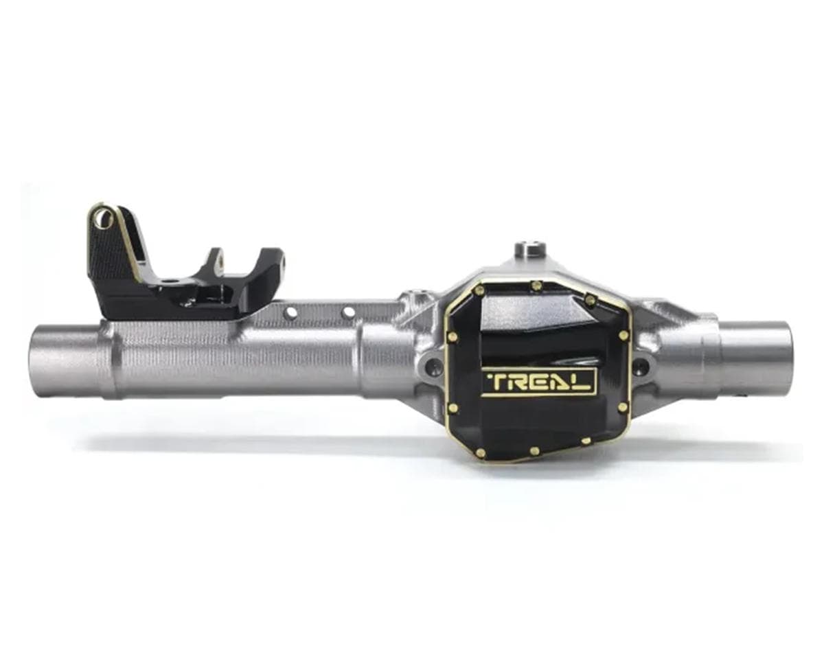 Treal Hobby Axial SCX10 Pro 7075 Aluminum Front Axle Housing (Grey) w/Brass Differential Cover