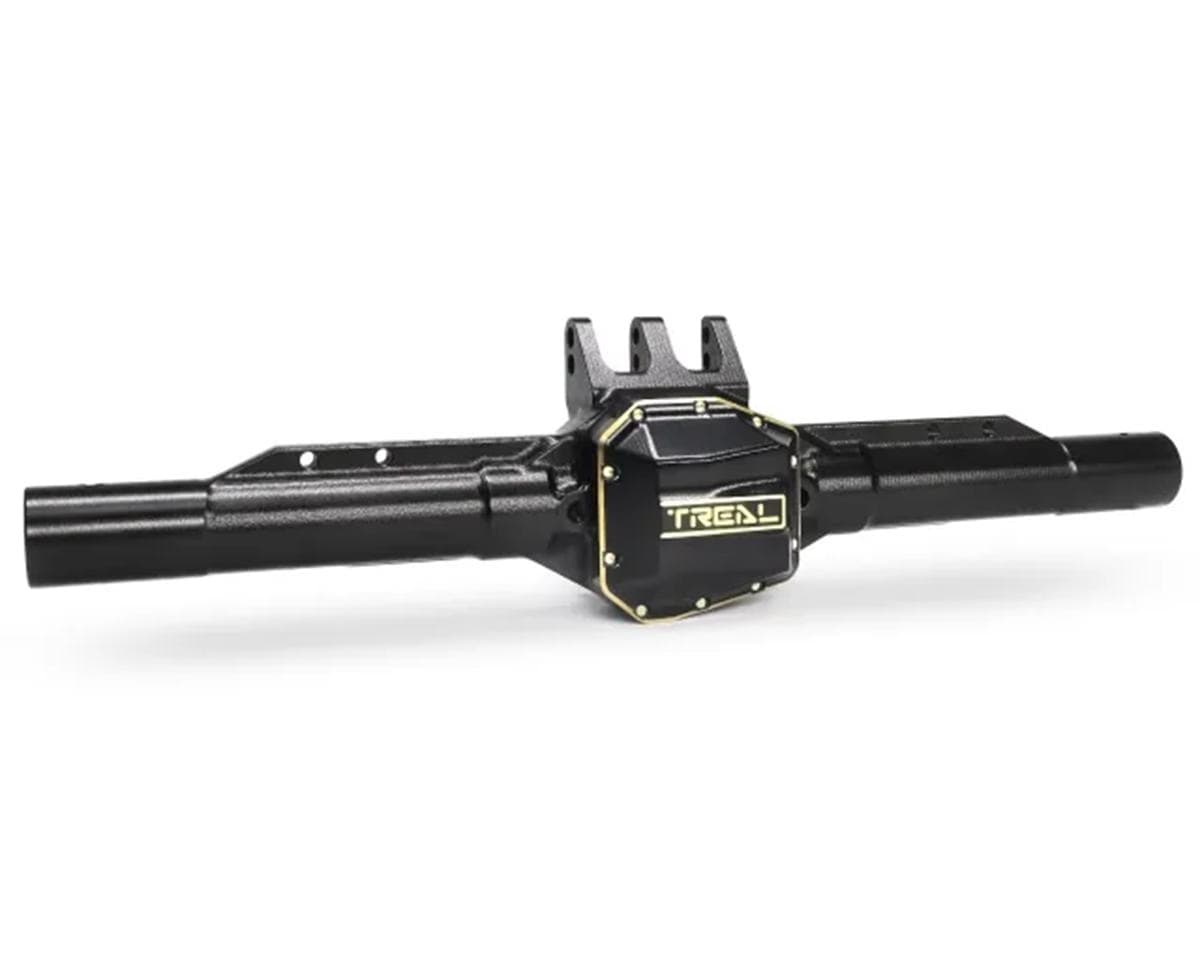 Treal Hobby Axial SCX10 Pro 7075 Aluminum Rear Axle Housing (Black) w/Brass Differential Cover