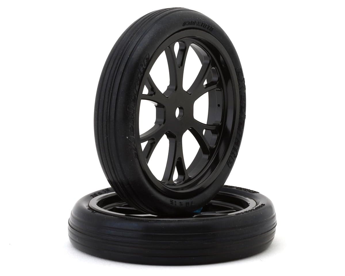Team Brood B-Mag Front Drag Wheels w/LP Belted Tires (Non-Glued) (Black) (2) (Hard)