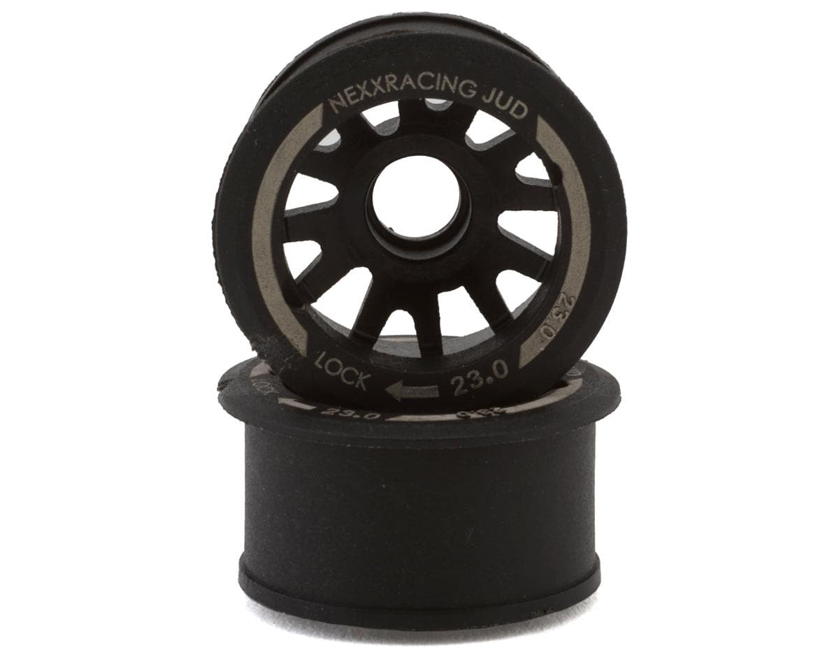NEXX Racing Mini-Z "JUD" EVO Rear Threaded Side-Wall RWD Carbon-Fiber Rims (1mm Offset) (Black) (2)
