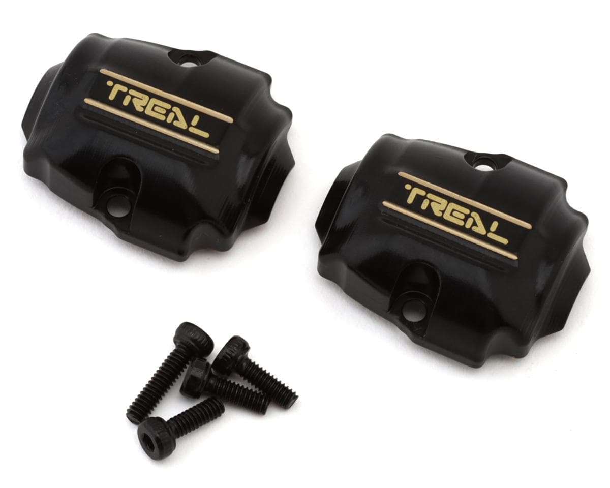 Treal Hobby Redcat Ascent-18 Front & Rear Brass Differential Covers (Black) (2) (13g)