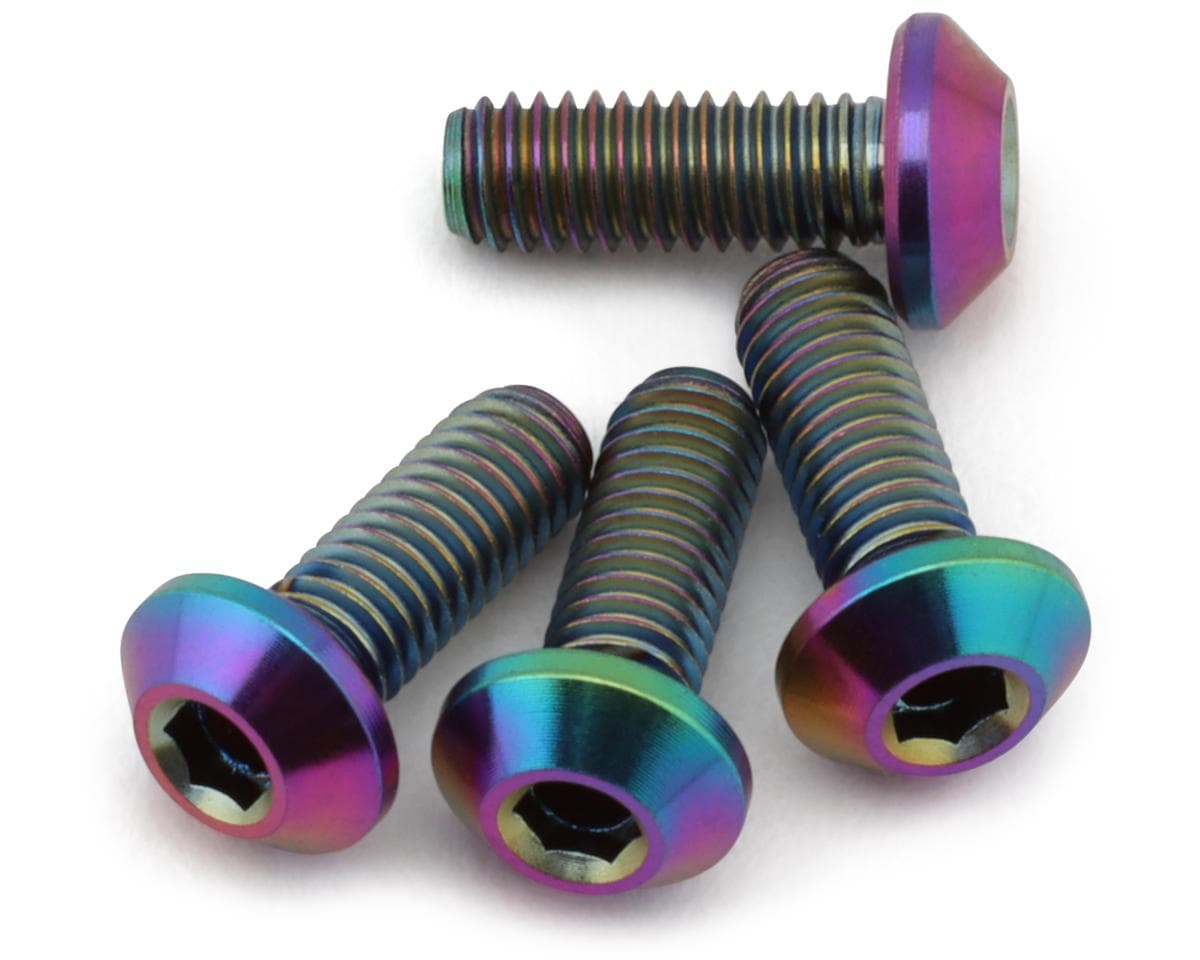 J&T Bearing Co. 3mm Flat Top Titanium Screw Pack (Oil Slick) (4) (8mm)