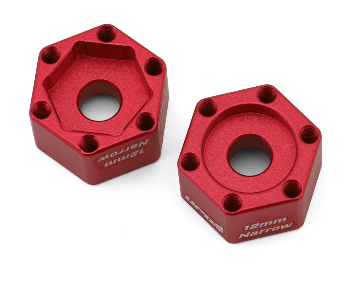 UpGrade RC Aluminum 12mm Hex Adapters for UpGrade RC 2.8" Wheels (Red) (2) (Narrow)