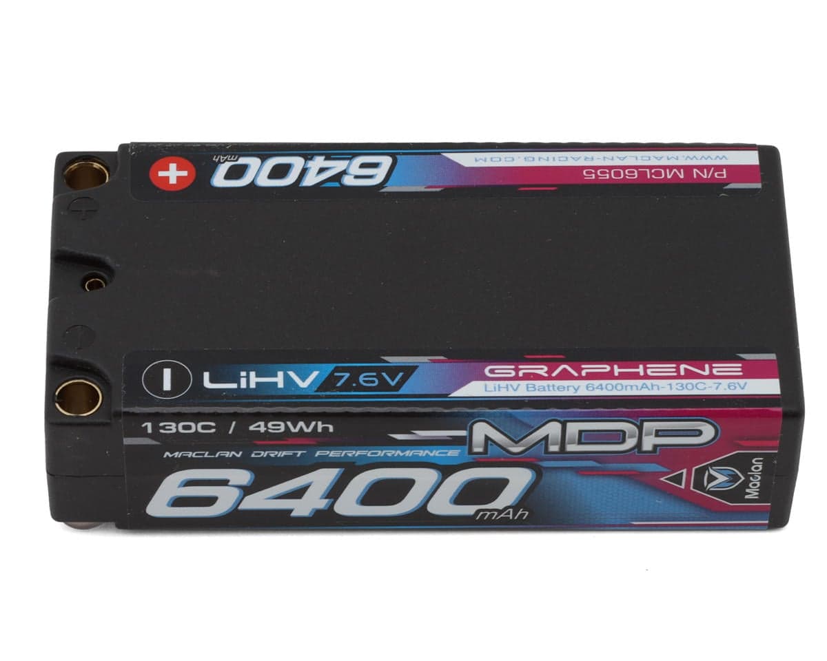 Maclan MDP Graphene HV 2S 130C Shorty LiHV Battery (7.6V/6400mAh) w/5mm Bullets