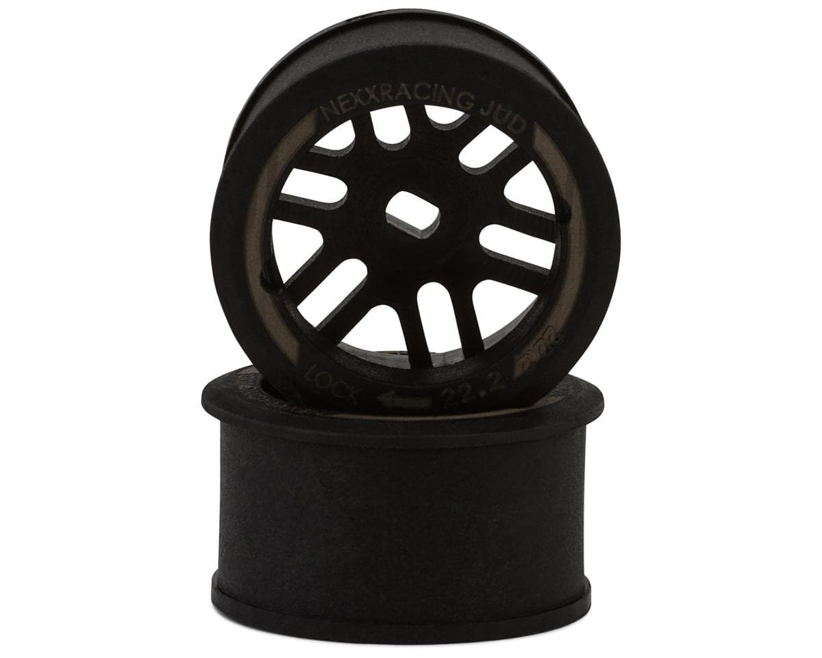 NEXX Racing Mini-Z R11 Rear Threaded Side-Wall AWD Carbon-Fiber Rims (1mm Offset) (Black) (2)