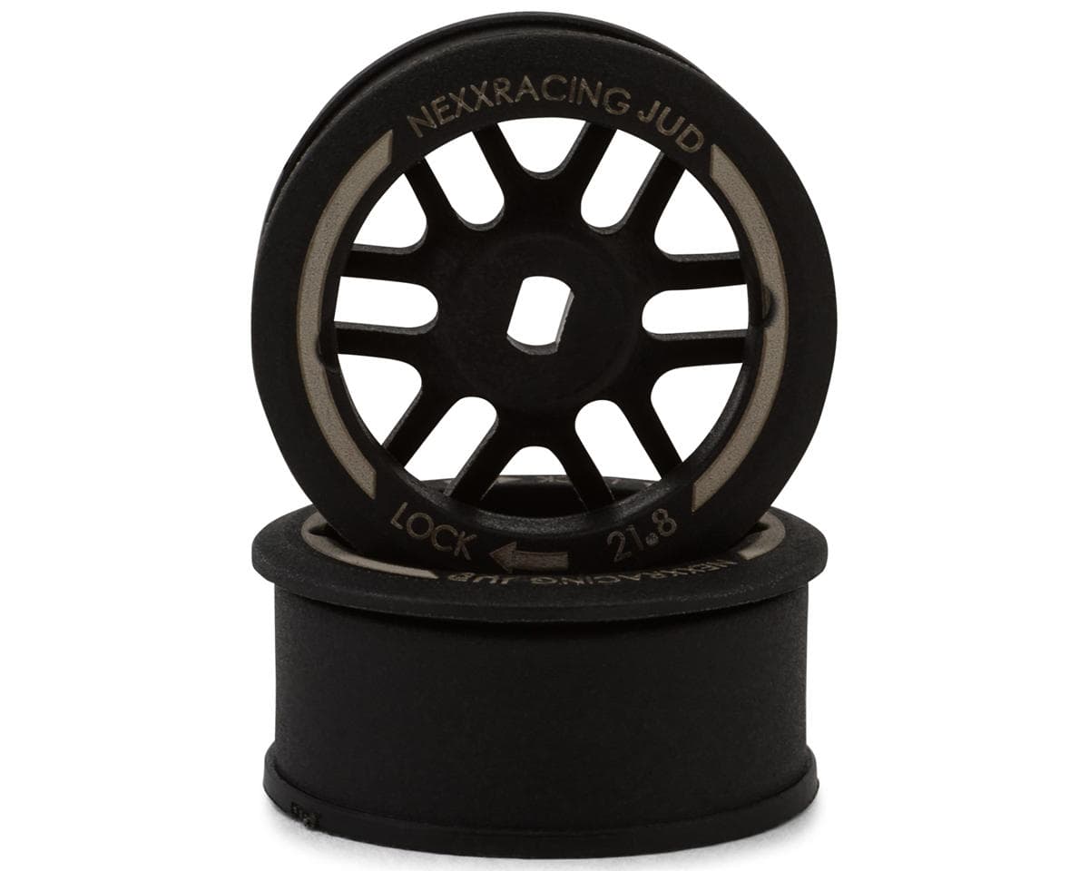 NEXX Racing Mini-Z "JUD" EVO Front Threaded Side-Wall AWD Carbon-Fiber Rims (-1mm Offset) (Black) (2)