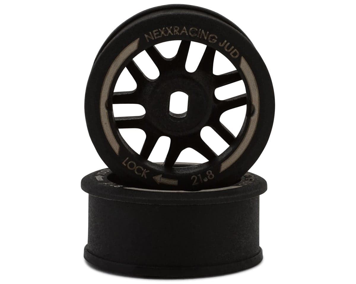 NEXX Racing Mini-Z "JUD" EVO Front Threaded Side-Wall AWD Carbon-Fiber Rims (-2mm Offset) (Black) (2)