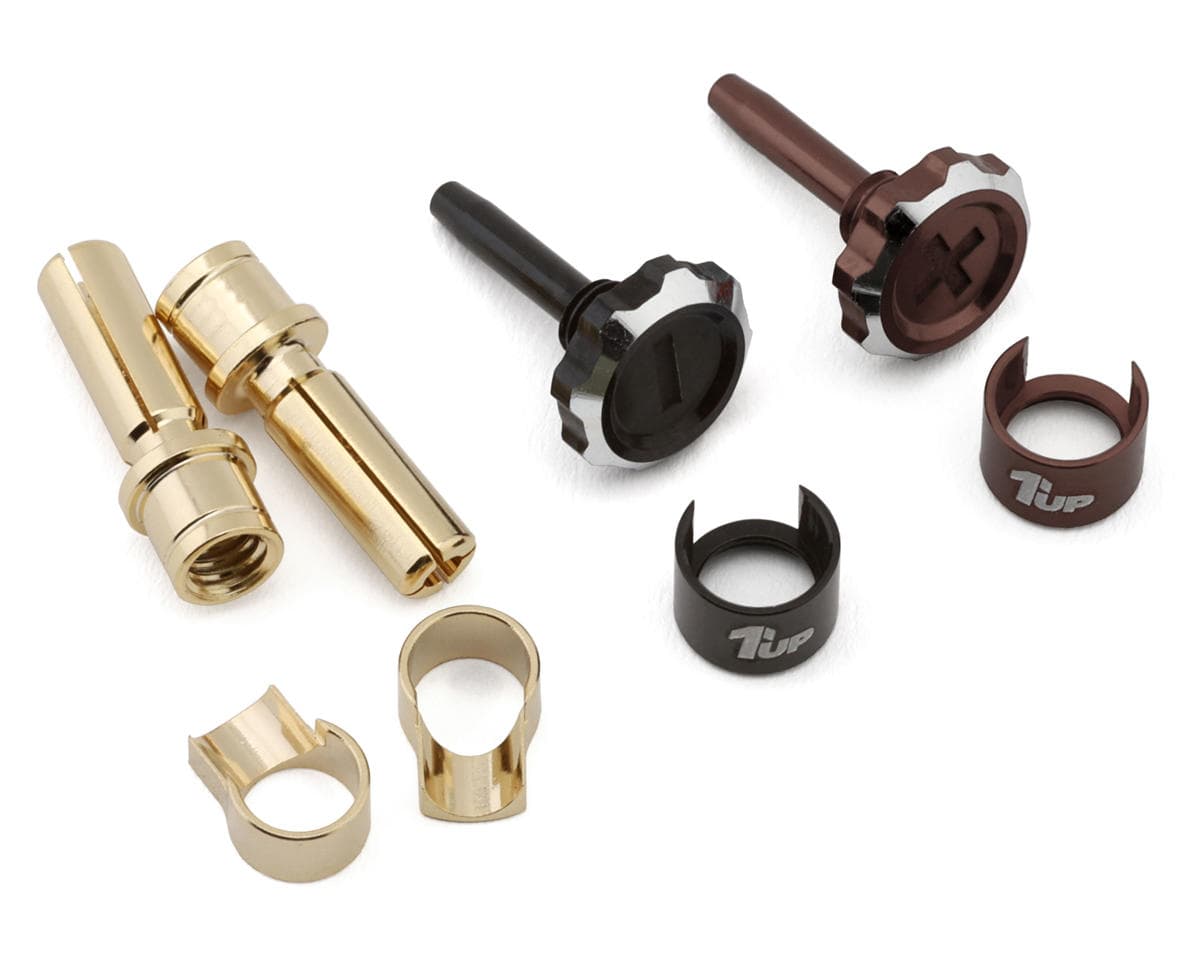 1UP Racing "Lockdown" Adjustable Bullet Plug Grips w/4mm Bullets (Gunmetal/Black)