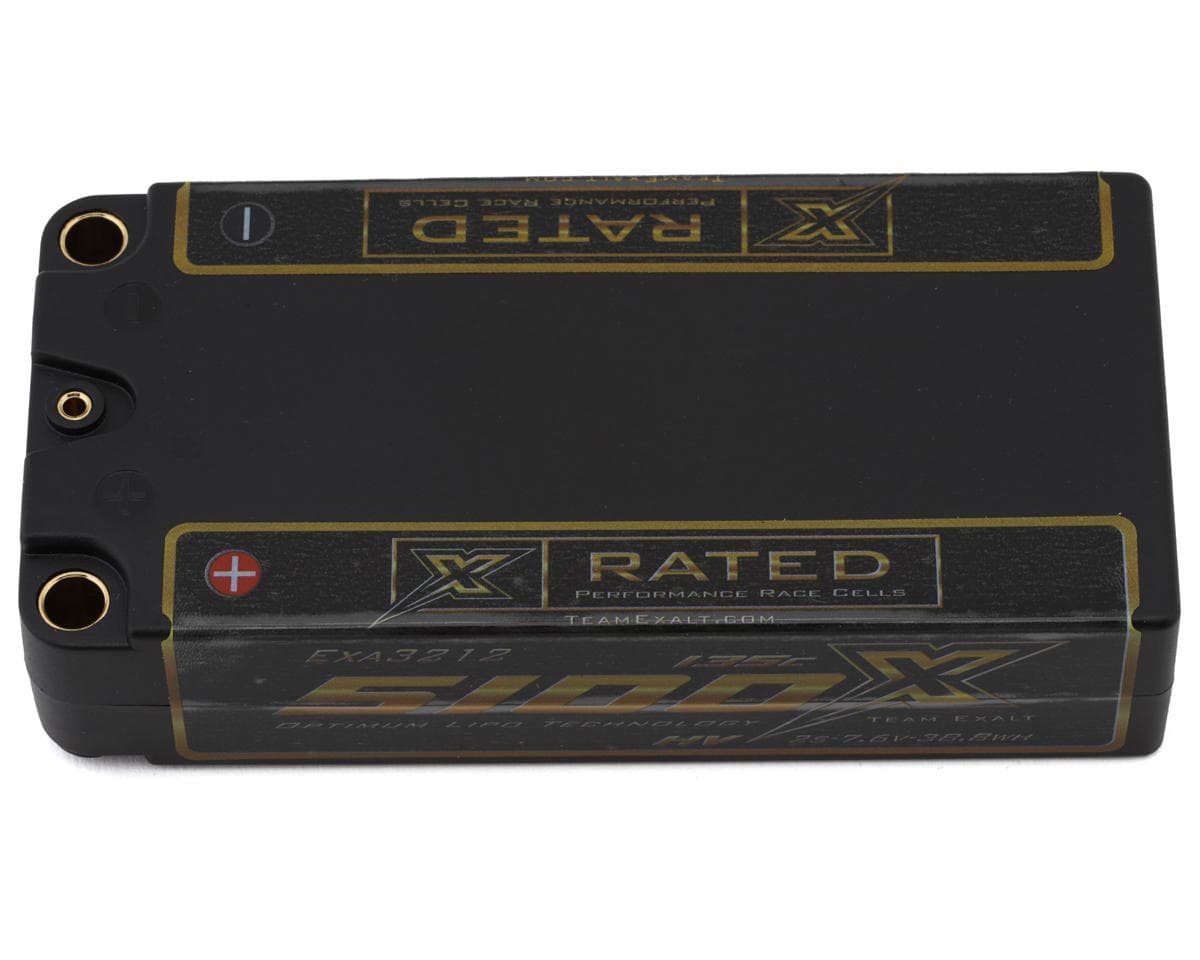 Team Exalt 2S 135C "X-Rated" HVX Hardcase LCG "Shorty" LiHV Battery (7.6V/5100mAh) w/5mm Connectors (ROAR Approved)