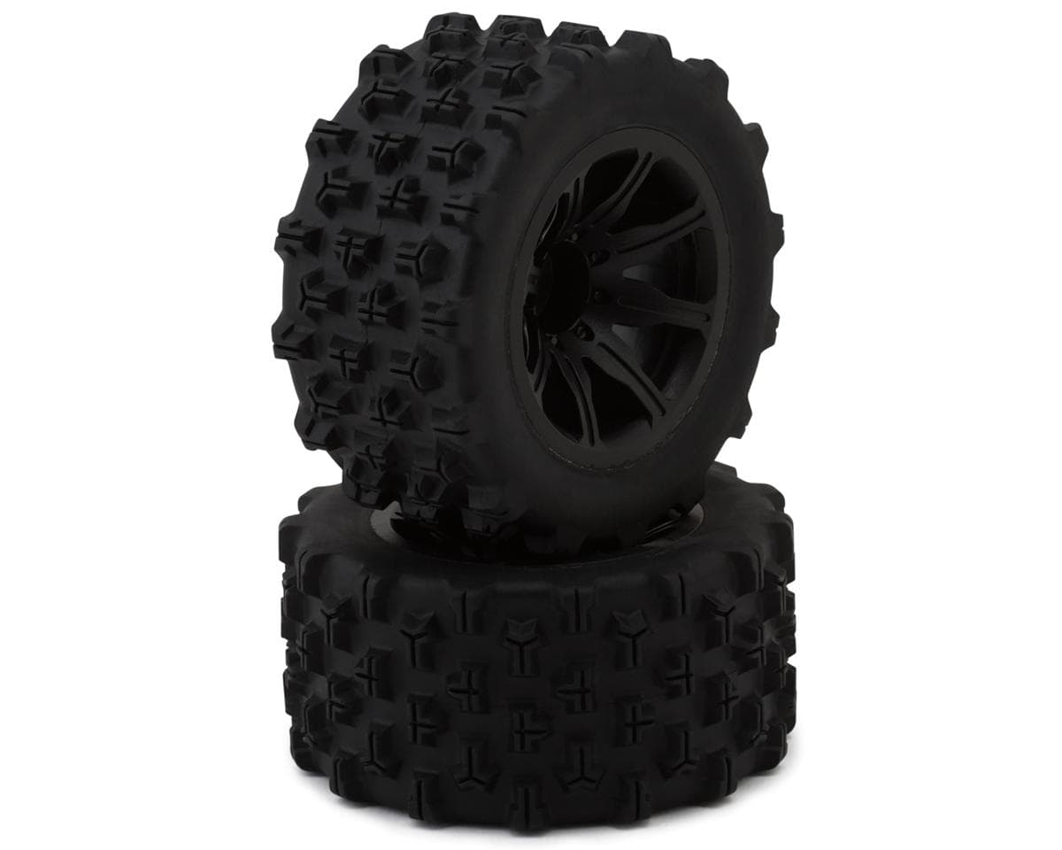 MJX HYPER GO 1.9" 8-Spoke Pre-Mounted Off-Road Tires (Black) (2) (Front/Rear) w/12mm Hex