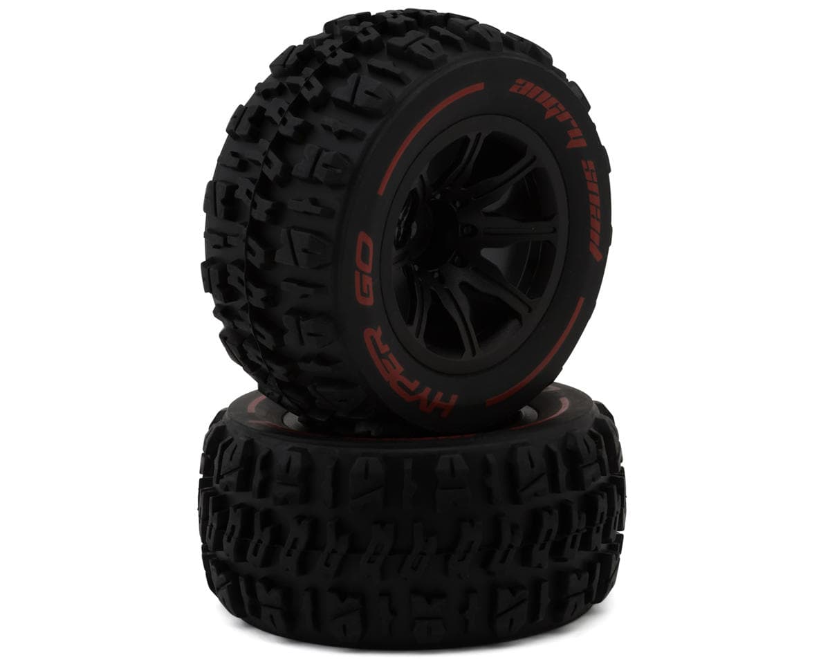 MJX HYPER GO 14210 Angry Snail Pre-Mounted Monster Truck Tires (Black) (2) (Front/Rear) w/12mm Hex