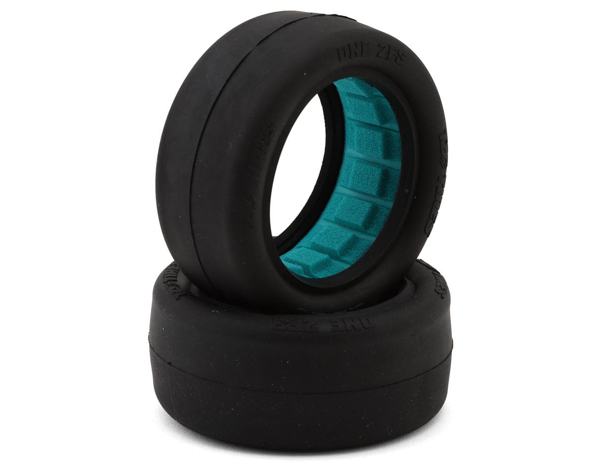 TZO Tires One 2FS 2.2" 2WD Front 1/10 Slick Buggy Tires (2) (Stiff Sidewall) (Teal) w/Foam Inserts