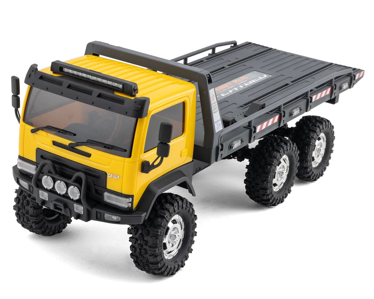 HobbyPlus CR18P Arktos 6X6 RTR 1/18 Brushed Micro Rock Crawler Flatbed Hauler (Yellow) w/2.4GHz Radio, Battery & Charger