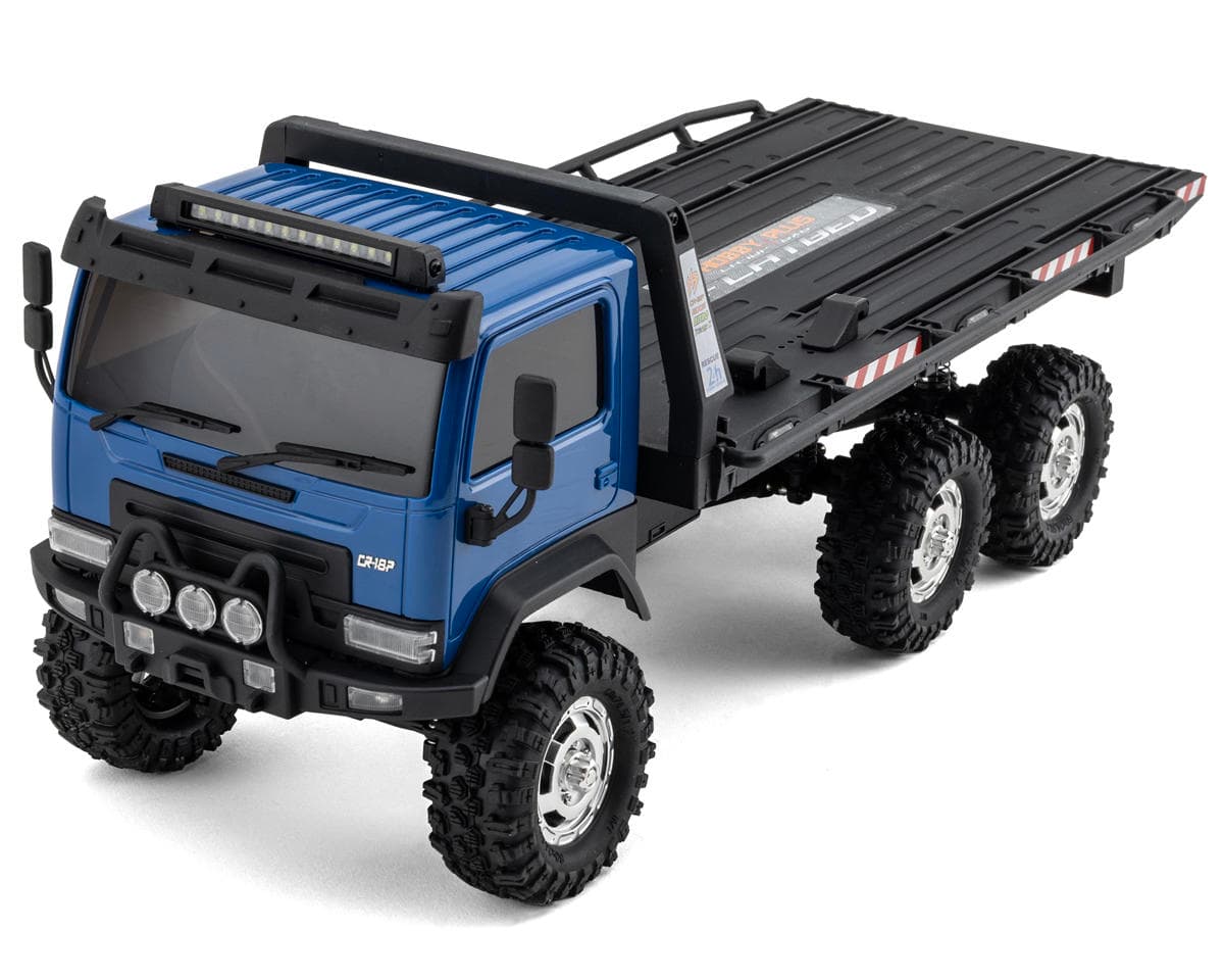 HobbyPlus CR18P Arktos 6X6 RTR 1/18 Brushed Micro Rock Crawler Flatbed Hauler (Blue) w/2.4GHz Radio, Battery & Charger