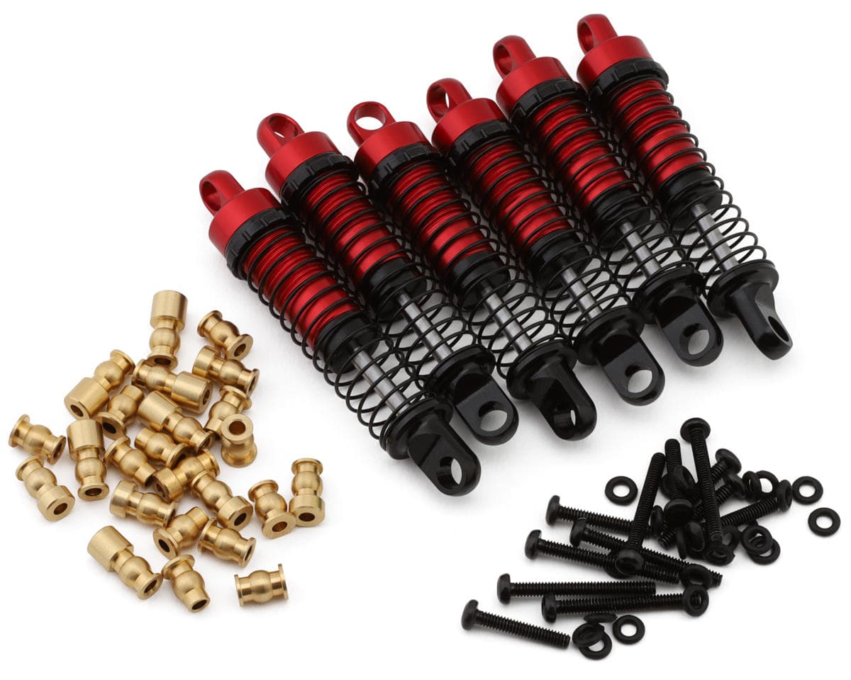 HobbyPlus CR18P Arktos 6x6 Full Aluminum HD Big Bore Oil Shocks (Red) (6)