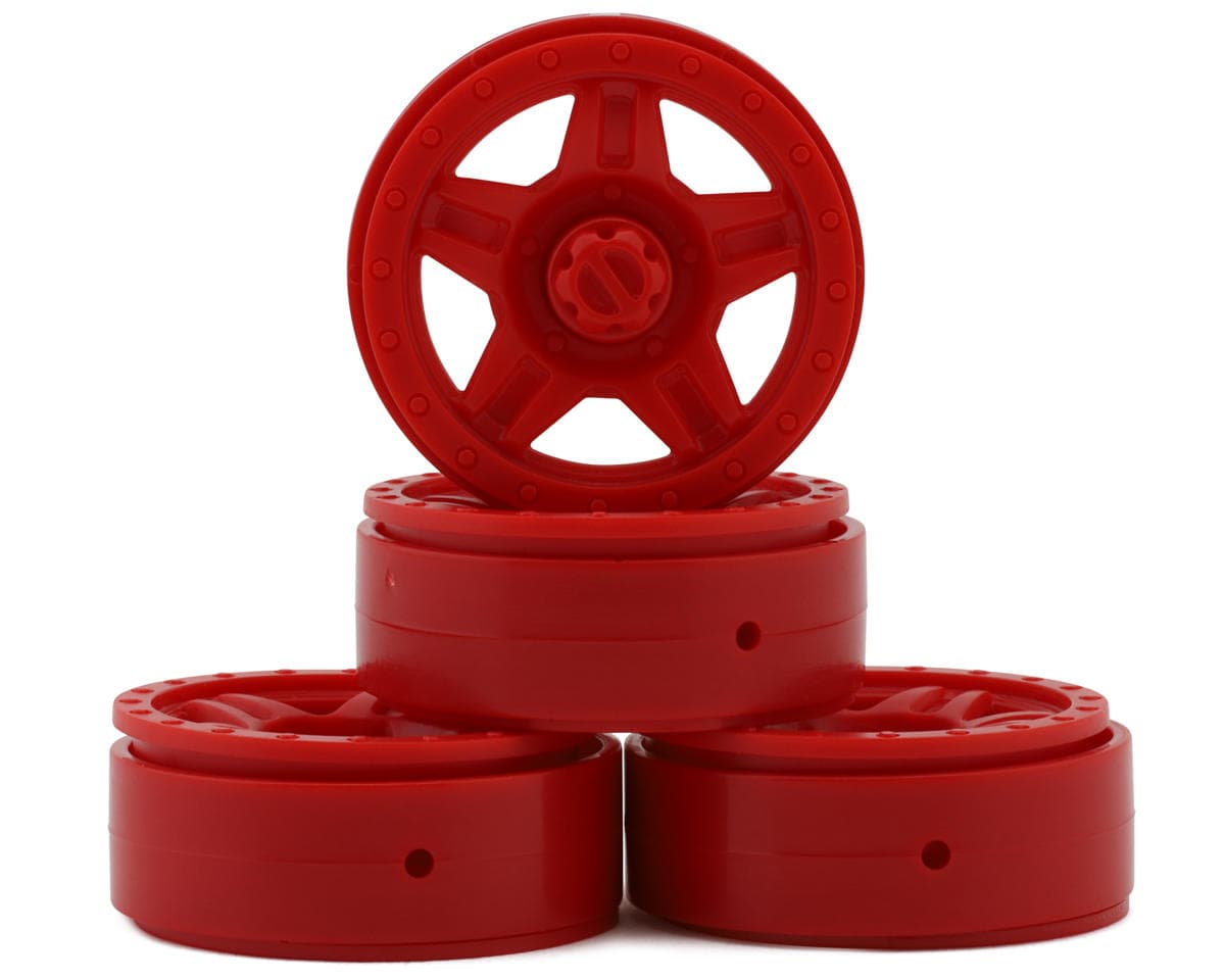 HobbyPlus Deep Star 1.2" Composite Micro Beadlock Wheels (Red) (4)