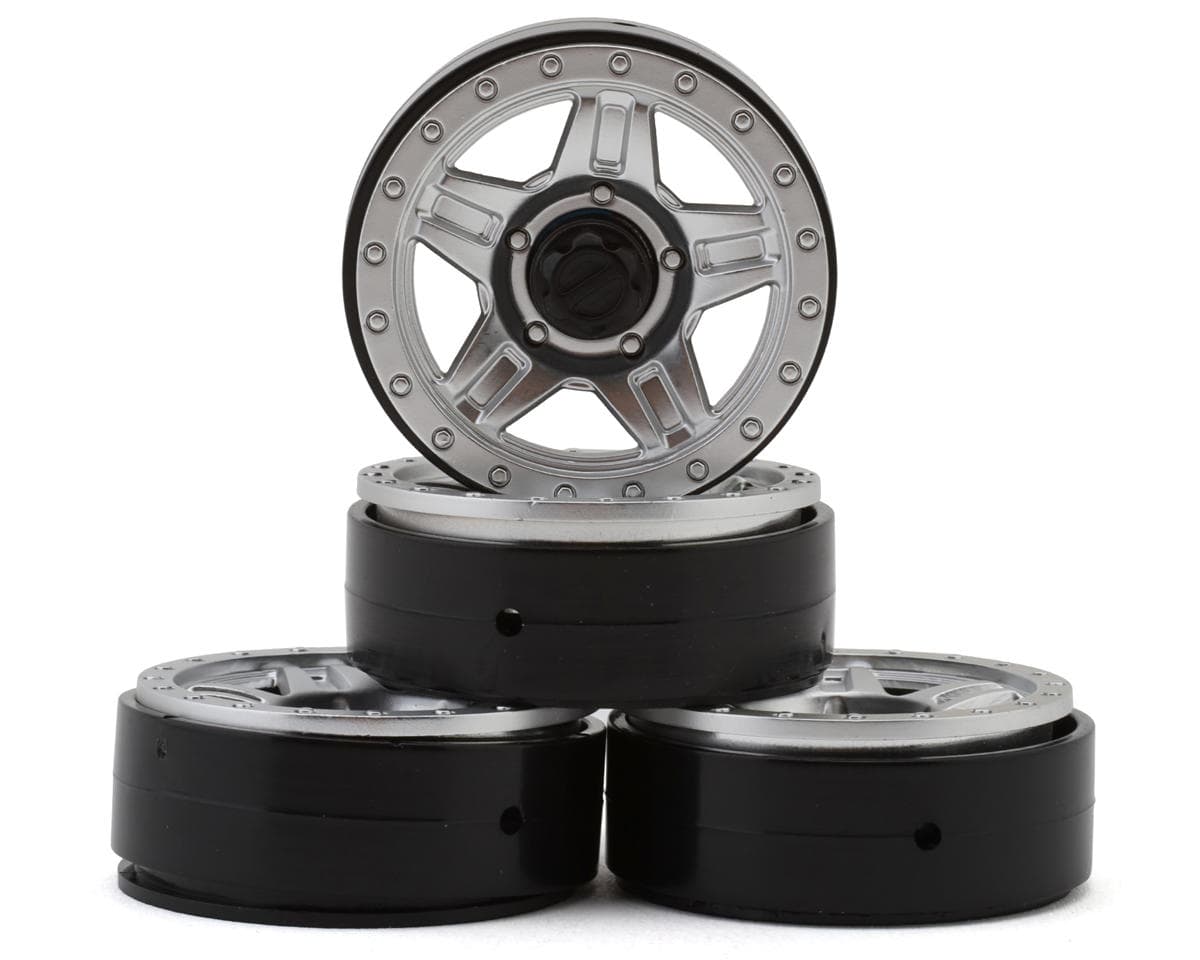HobbyPlus Deep Star 1.2" Composite Micro Beadlock Wheels (Satin Silver) (4)