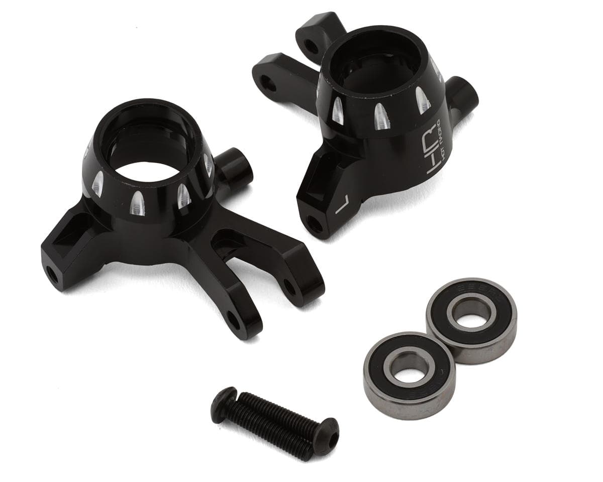 Hot Racing Aluminum Front Steering Knuckle Set for Traxxas® Mini Maxx® (Black) (2) w/HD Bearings