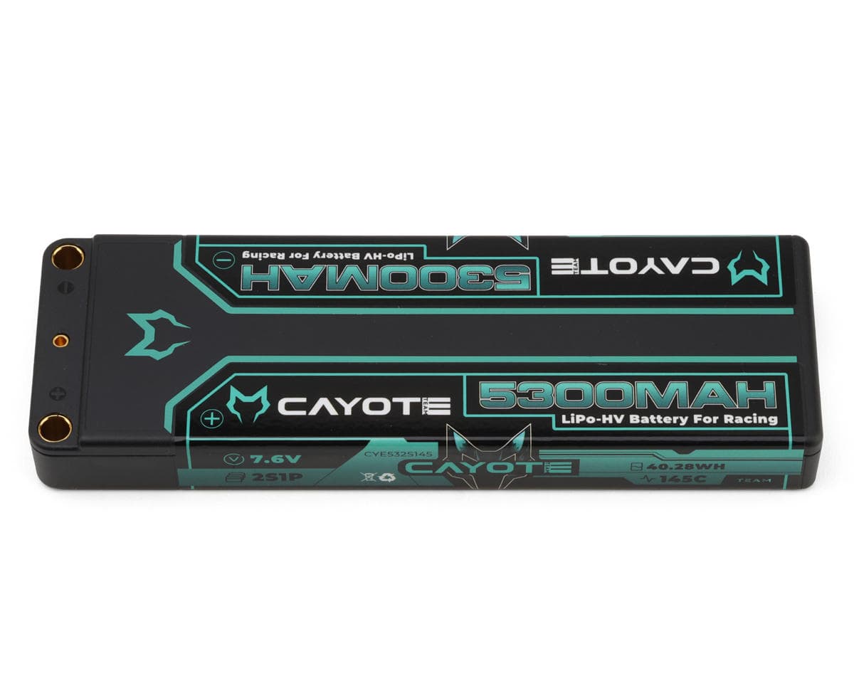 Cayote 2S 145C LCG Stick LiHV Battery (7.6V/5300mAh) w/5mm Bullets