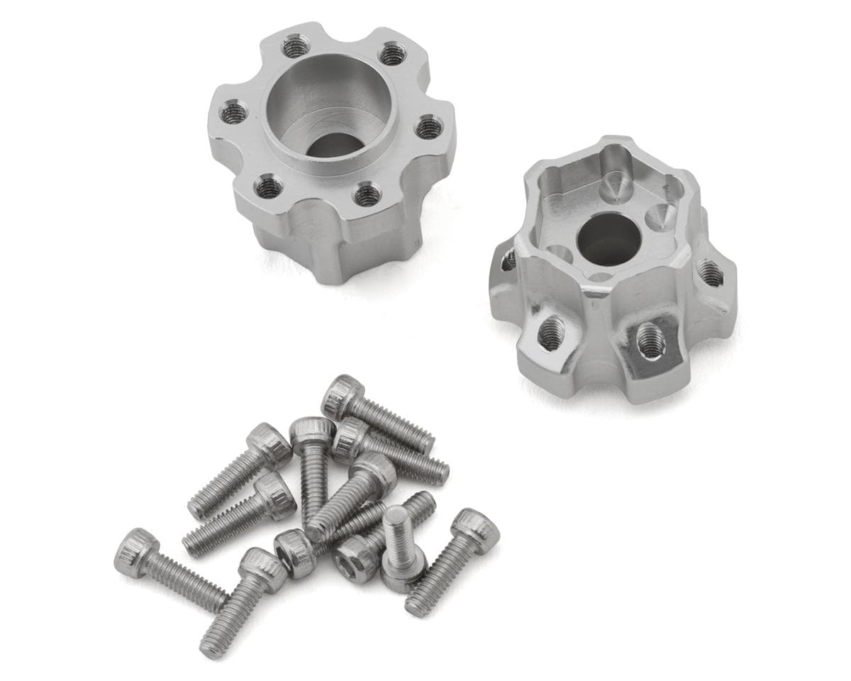 Reefs RC 12mm Hex "DOT" CNC-Machined Aluminum Hubs (Silver) (2) (10mm Offset)
