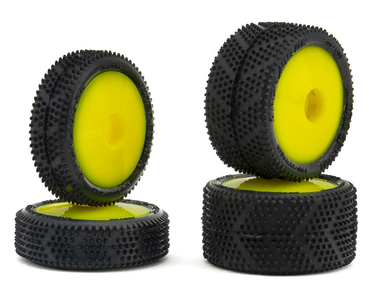 UpGrade RC Micro Spiker Pre-Mounted Front and Rear Carpet Tires for Losi® Micro-B (Yellow)