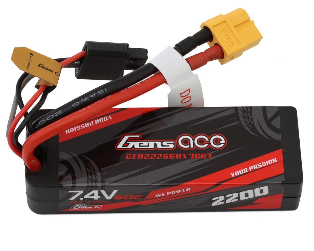 Gens Ace 2S 60C G-Tech Hardcase LiPo Battery Pack (7.4V/2200mAh) w/XT60 Connector