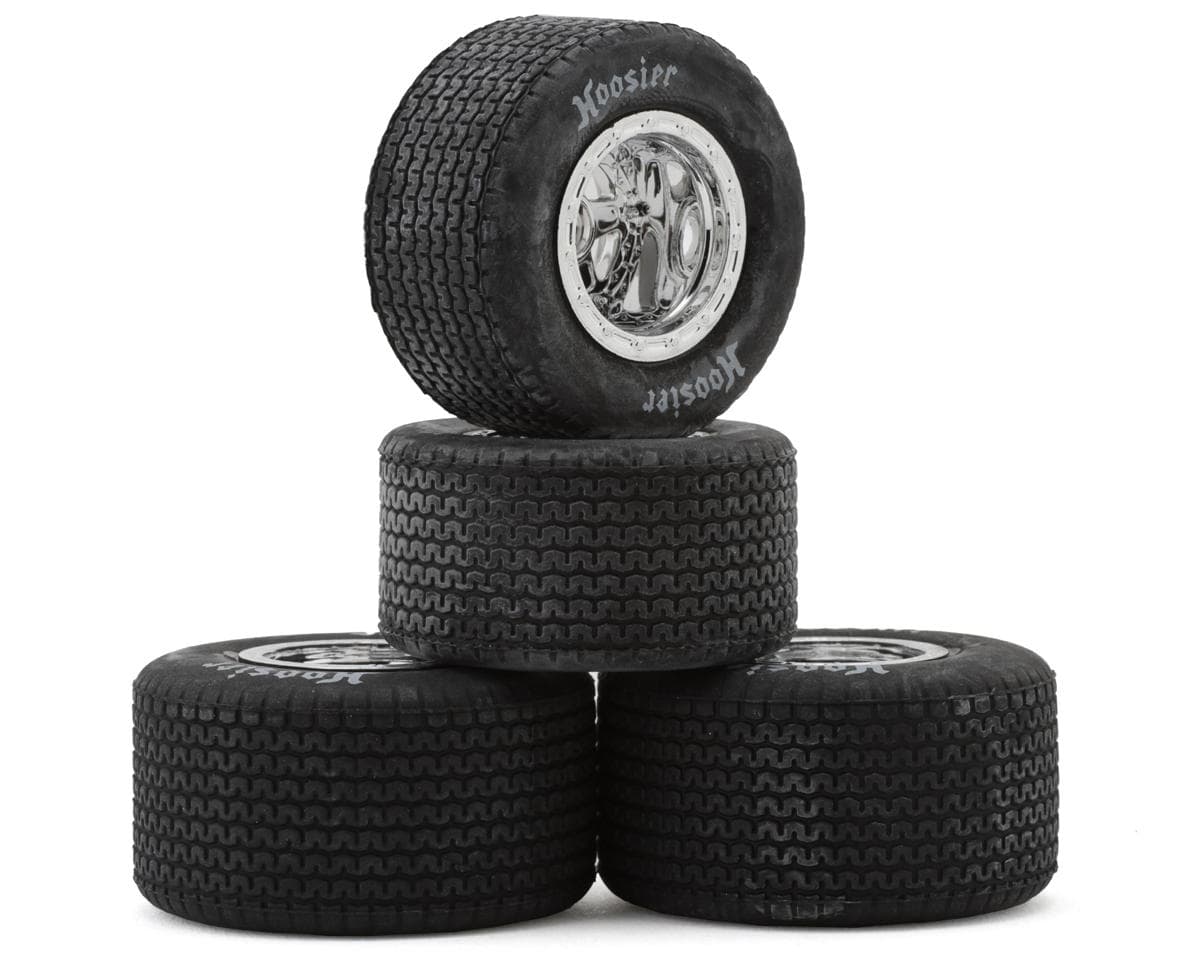 1RC Racing Pre-Mounted 1/18 EDM Hoosier Tires (Chrome) (4) (F/R) (Soft)