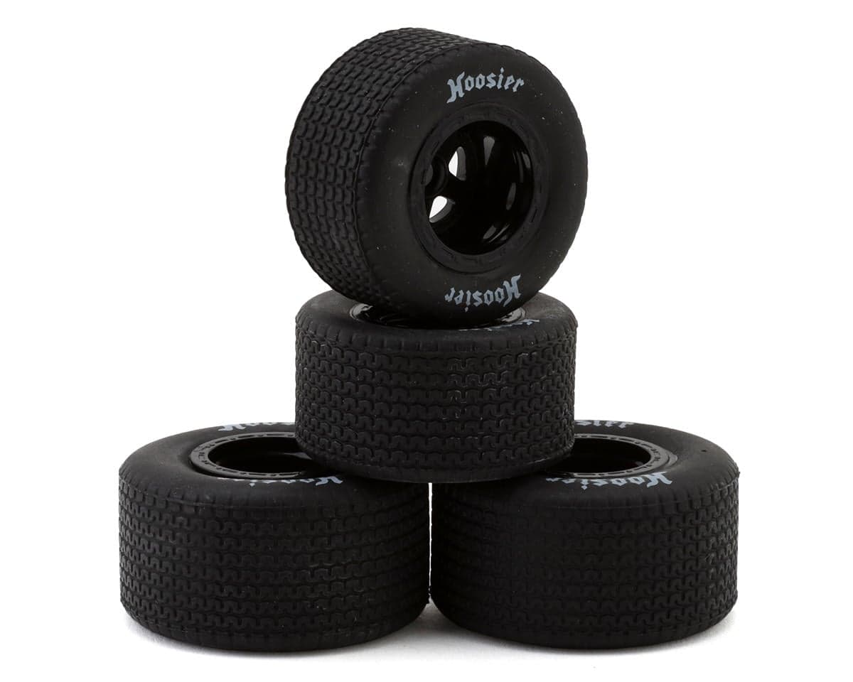 1RC Racing Pre-Mounted 1/18 EDM Hoosier Tires (Black) (4) (F/R) (Soft)