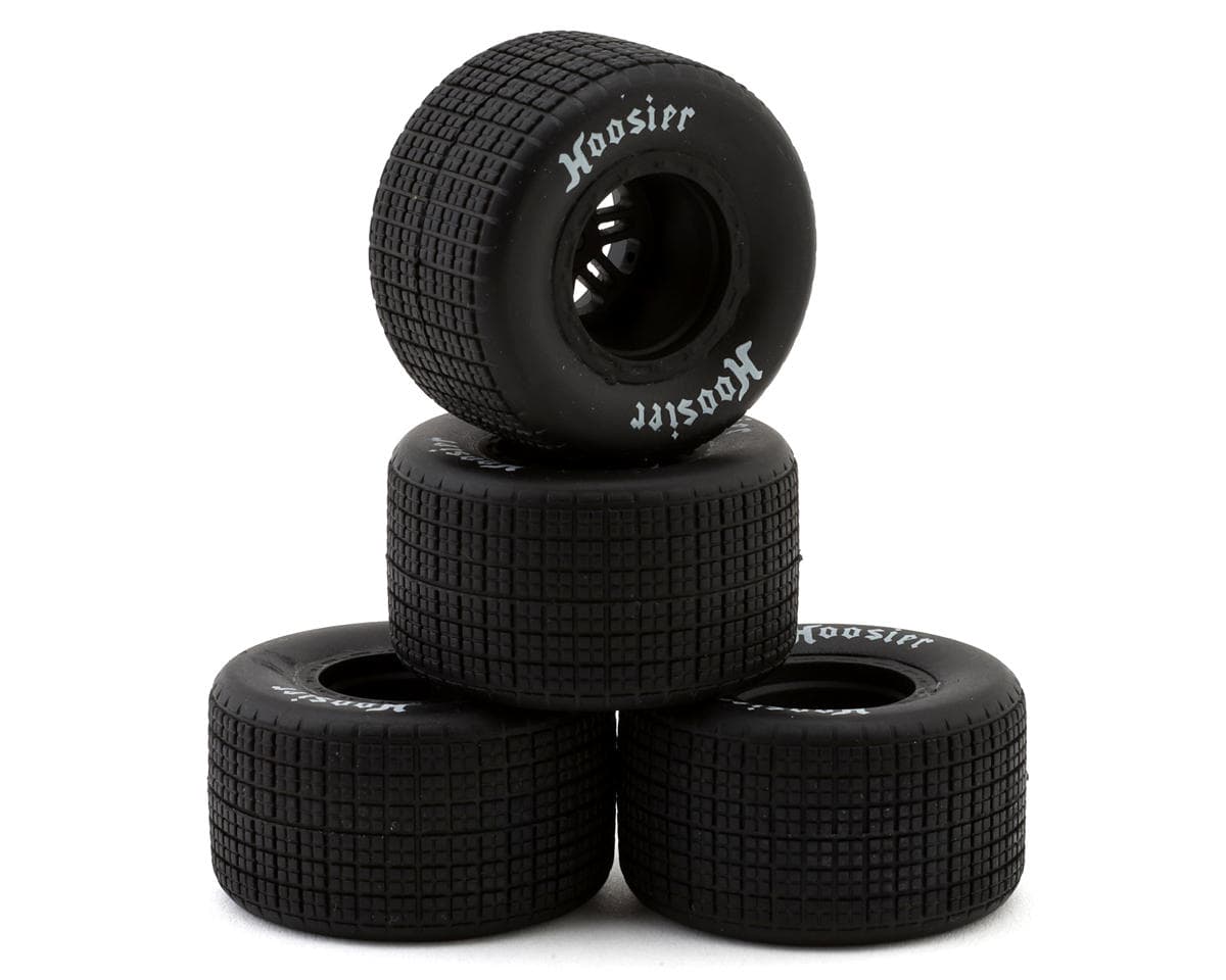 1RC Racing Pre-Mounted 1/18 Late Model Hoosier Tires (Black) (4) (F/R) (Soft)