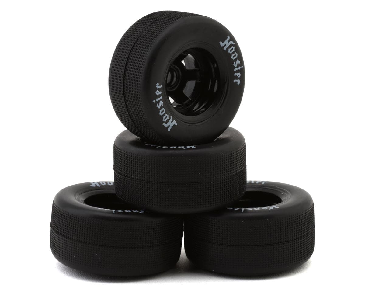 1RC Racing Pre-Mounted 1/18 Asphalt Late Model Hoosier Tires (Black) (4) (F/R) (Soft)