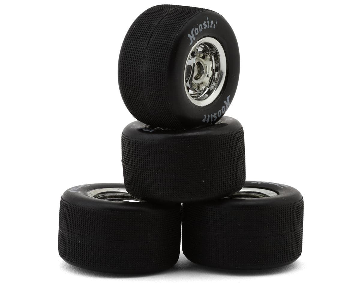 1RC Racing Pre-Mounted 1/18 Asphalt Modified Hoosier Tires (Chrome) (4) (F/R) (Soft)