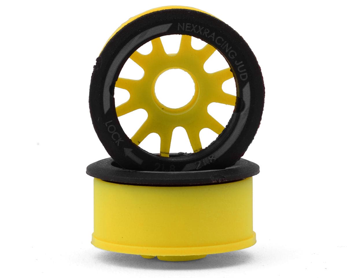NEXX Racing Mini-Z RWD "JUD" EVO Front Threaded Side-Wall Carbon Fiber Rims (2mm Offset) (Yellow) (2)