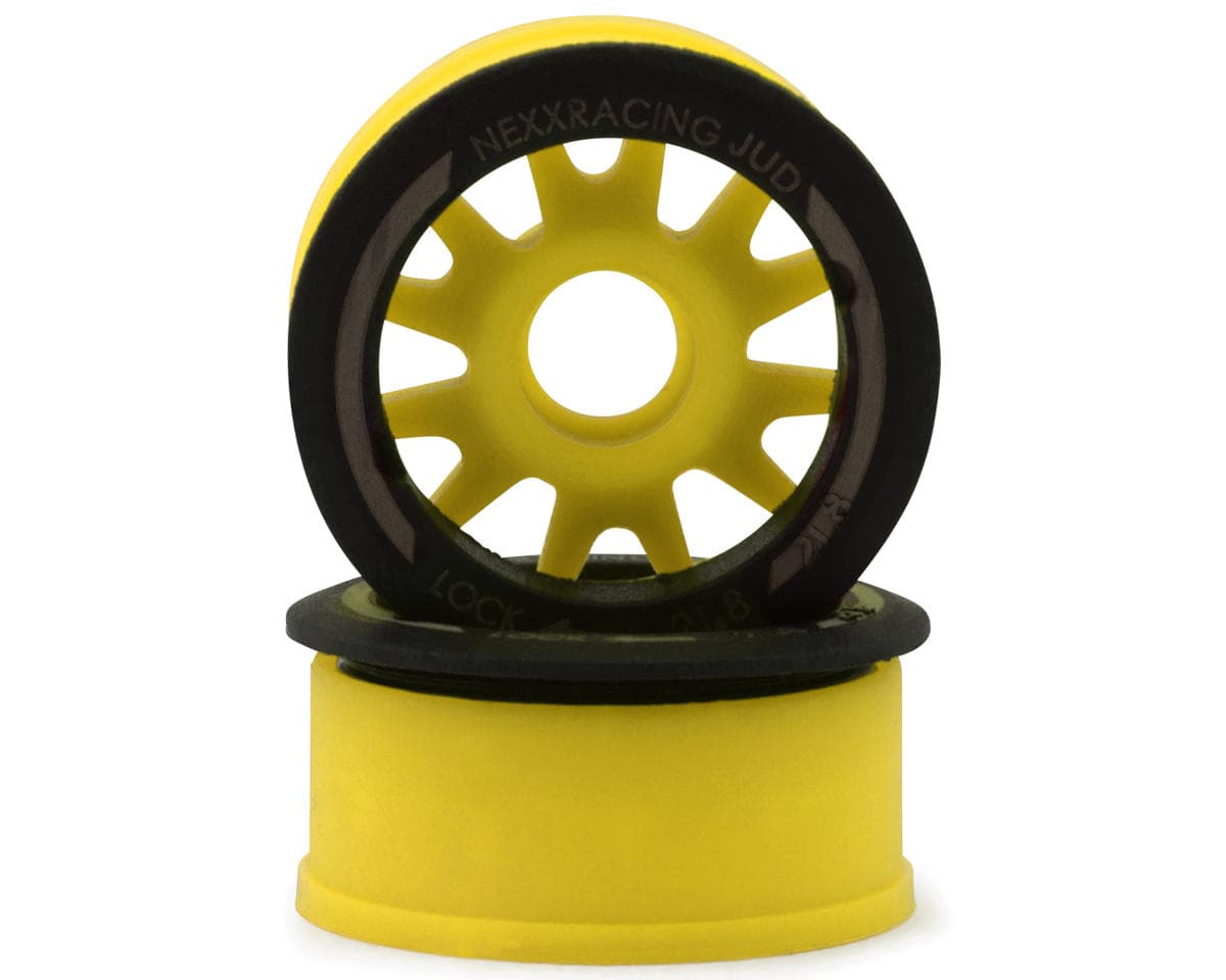 NEXX Racing Mini-Z RWD "JUD" EVO Front Threaded Side-Wall Carbon Fiber Rims (-2mm Offset) (Yellow) (2)