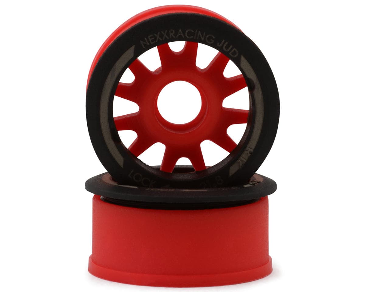 NEXX Racing Mini-Z RWD "JUD" EVO Front Threaded Side-Wall Carbon Fiber Rims (-2mm Offset) (Red) (2)