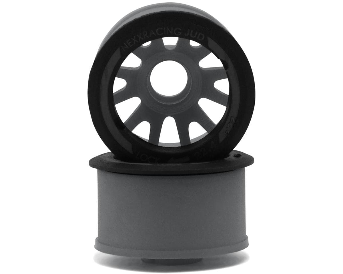 NEXX Racing Mini-Z RWD "JUD" EVO Rear Threaded Side-Wall Carbon Fiber Rims (3mm Offset) (Grey) (2)
