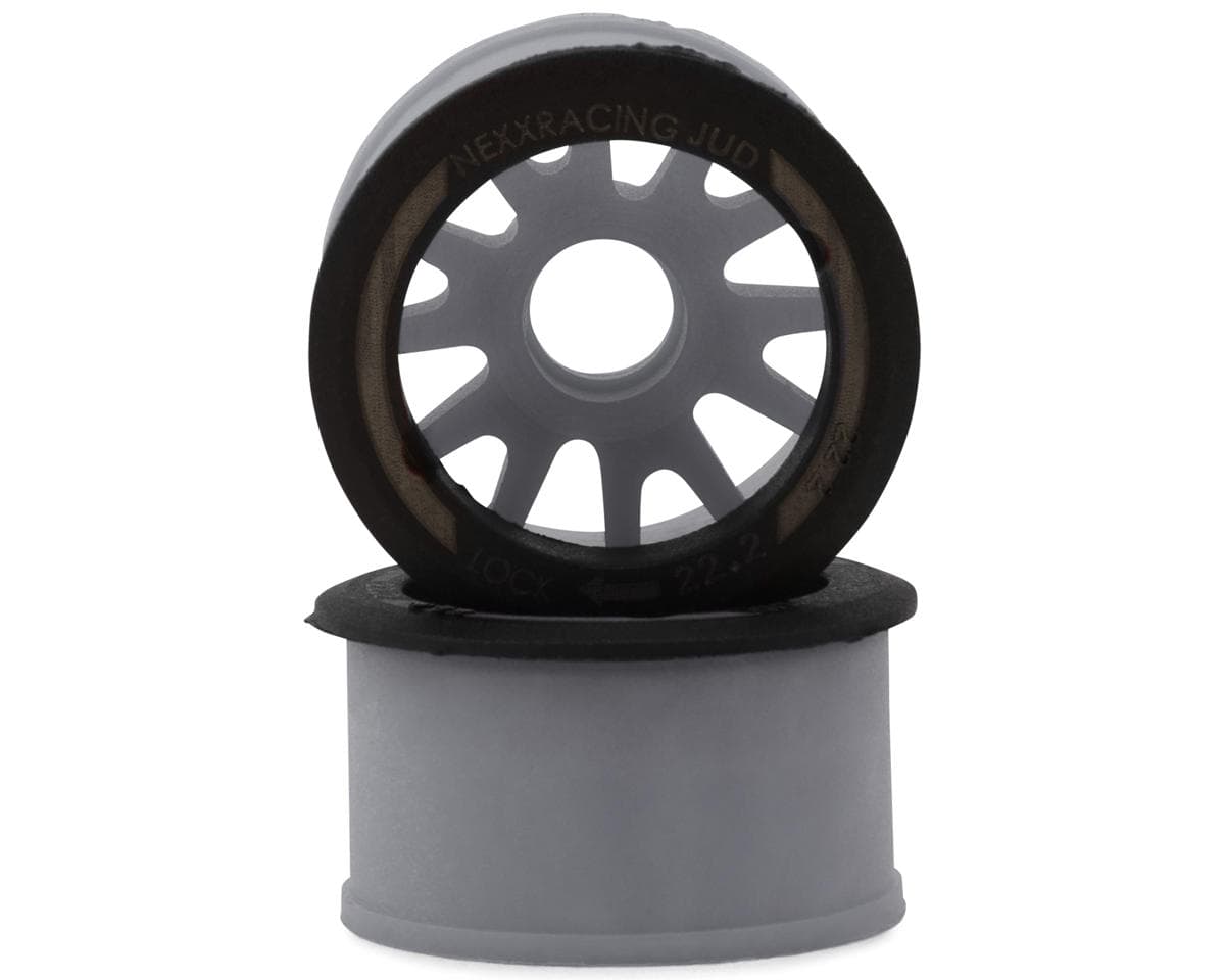 NEXX Racing Mini-Z RWD "JUD" EVO Rear Threaded Side-Wall Carbon Fiber Rims (0mm Offset) (Grey) (2)
