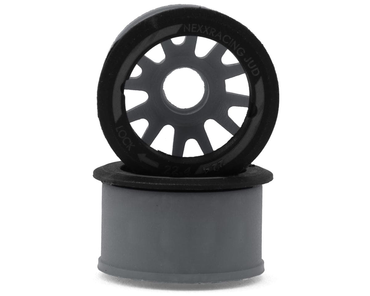 NEXX Racing Mini-Z RWD "JUD" EVO Rear Threaded Side-Wall Carbon Fiber Rims (1mm Offset) (Grey) (2)