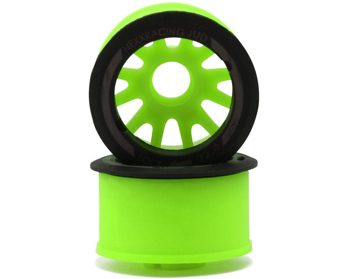 NEXX Racing Mini-Z RWD "JUD" EVO Rear Threaded Side-Wall Carbon Fiber Rims (3mm Offset) (Green) (2)